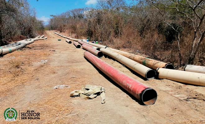 Tres capturados por el hurto de 269 metros de tubería 