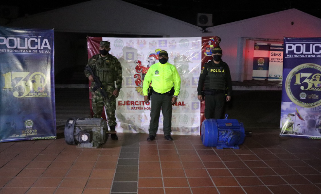 Policía y ejército recuperan dos motores para extracción de crudo en zona industrial al sur de Neiva