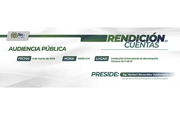 Invitación a la rendición de cuentas de la Policía Metropolitana de Barranquilla vigencia 2023