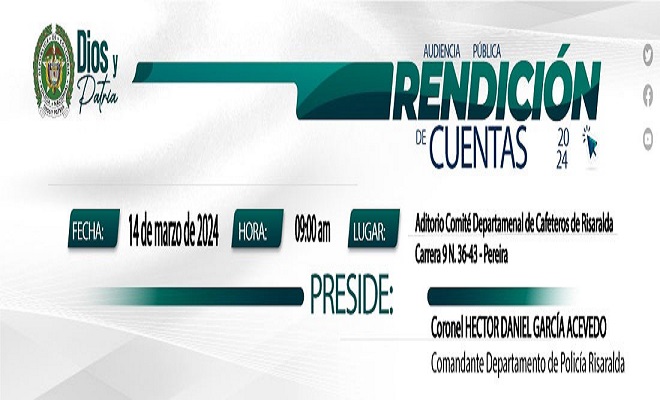 Invitación a la rendición de cuentas del Departamento de Policía Risaralda