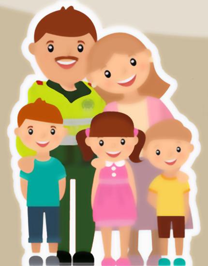 caricatura de una familia policial