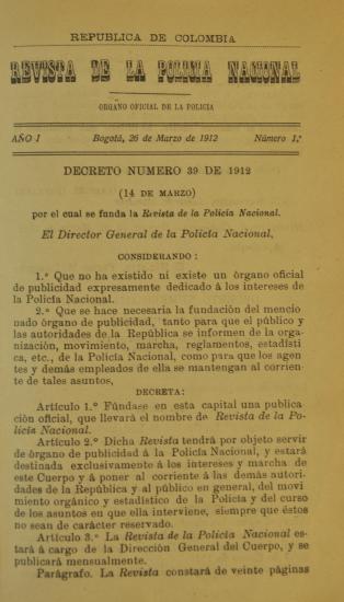 Revista Policía Nacional edición Nro. 1 Primera época