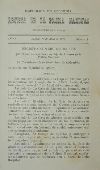 Revista Policía Nacional edición Nro. 2 Primera época